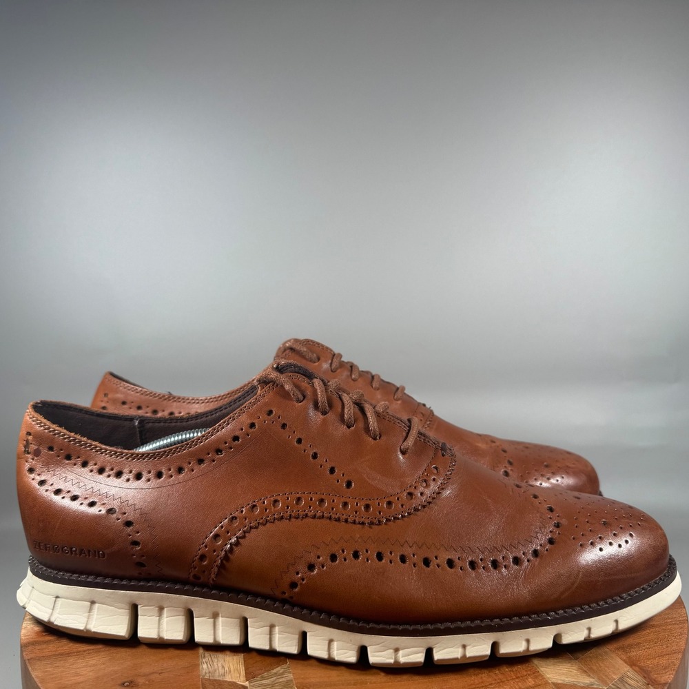 Cole Haan Zerogrand Wingtip Oxford British Tan Leather Shoes C14493 Mens 13M
